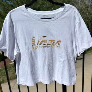 Vans Cropped Tee Women's M –‎ Y2K Pastel Logo Skate Style